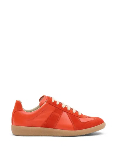 Maison Margiela Replica Leather And Suede Sneakers In Red