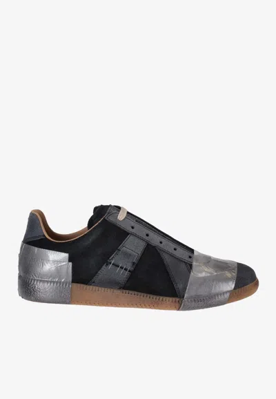 Maison Margiela Replica Suede Low-top Sneakers In Black