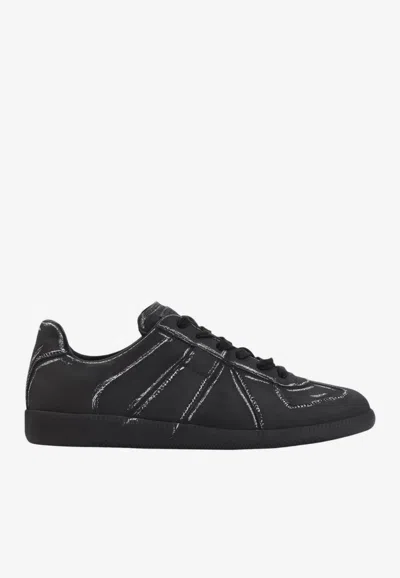 Maison Margiela Replica Suede Low-top Sneakers In Black