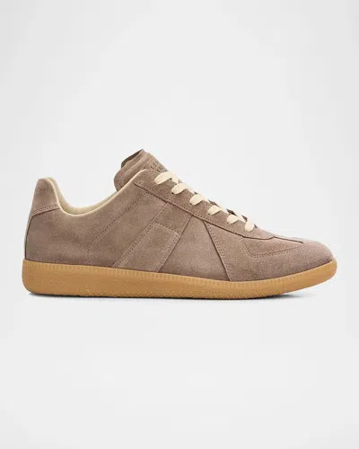 Maison Margiela Replica Suede Low-top Sneakers In Brown