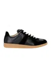 Maison Margiela Casual Low Top Sneakers With Suede Panels In Black