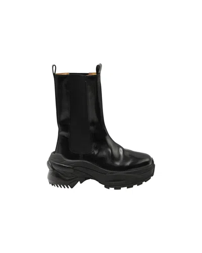 Maison Margiela Retro Fit Combat Boots In Black Leather