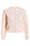 Maison Margiela Reverse Embroidered Appliqué Virgin Wool Cardigan In Pink