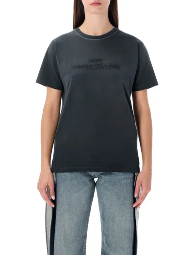 Maison Margiela Reverse Logo Cotton T-shirt In Gray