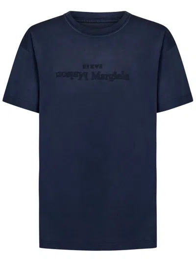 Maison Margiela Reverse Logo Detailed Crewneck T In Blue