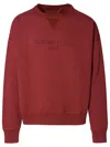 Maison Margiela Reverse Logo Sweatshirt With Hood In Red