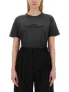 Maison Margiela Black Washed-out Cotton T-shirt With Reverse Logo In Black