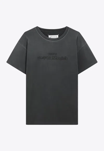 Maison Margiela Elevated Black T-shirt With Distressed Detailing And Signature Logo
