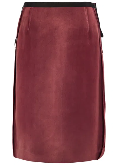 Maison Margiela Satin Midi Skirt With Fitted Silhouette In Brown