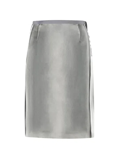 Maison Margiela Grey Viscose Midi Skirt In Silver