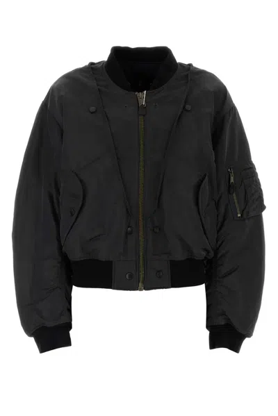 Maison Margiela Slate Nylon Bomber Jacket In Black