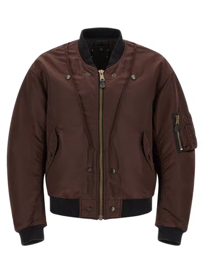 Maison Margiela Reversible Polyamide Bomber Jacket In Brown