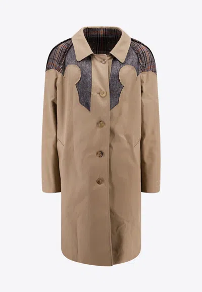 Maison Margiela Reversible Checked Coat In Brown