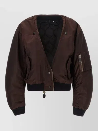Maison Margiela Reversible Ma1 Bomber Jacket Cropped In Brown