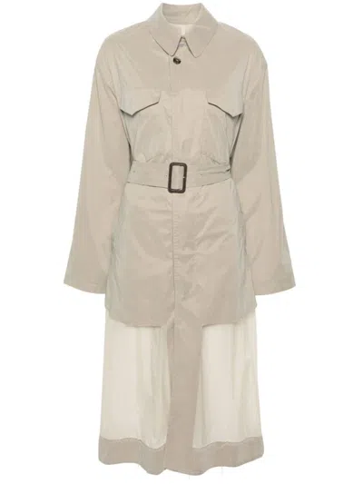 Maison Margiela Paneled Trench Coat With Belt In Nude & Neutrals