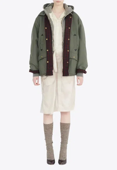 Maison Margiela Reversible Oversized Jacket In Green