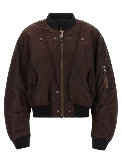 Maison Margiela Reversible Polyamide Bomber Jacket In Brown