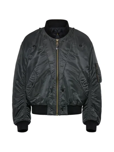 Maison Margiela Nylon Blend Bomber Jacket With Polyester Lining In Black