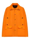 Maison Margiela Womens Orange Fluo Black Check Relaxed-fit Buttoned-collar Woven Jacket In Orange