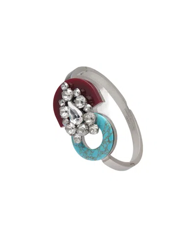 Maison Margiela Rhinestone Inlaid Bracelet In Gray