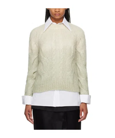 Maison Margiela Rib Round Neck Cardigan In Gray