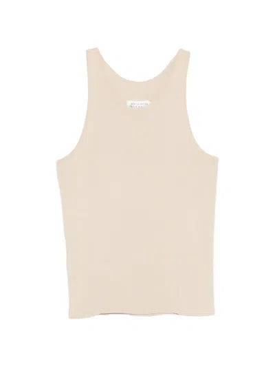 Maison Margiela Rib Tank Top Woman Beige In Multi