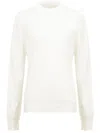 Maison Margiela Rib Trim Plain Long-sleeved Sweater In White