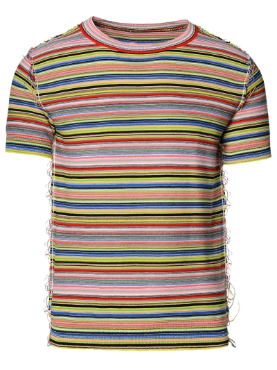 Maison Margiela Multicolor Cotton T-shirt In Stripes Color Mix