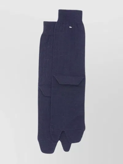 Maison Margiela Ribbed Ankle Length Hosiery With Reinforced Heel In Black