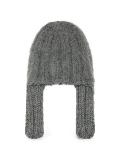 Maison Margiela Ribbed Beanie Hat In Gray