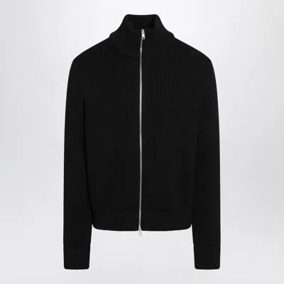 Maison Margiela Black Ribbed Wool Cardigan