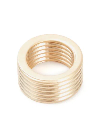 Maison Margiela Ribbed Chunky Ring In Yellow Gold Plating Burattato