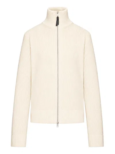 Maison Margiela Ribbed-knit Zip-up Cardigan In Neutral