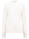 Maison Margiela Rib Trim Plain Long-sleeved Sweater In White