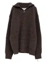 Maison Margiela Zip Neck Wool Knit Long Sleeve Sweater In Gray