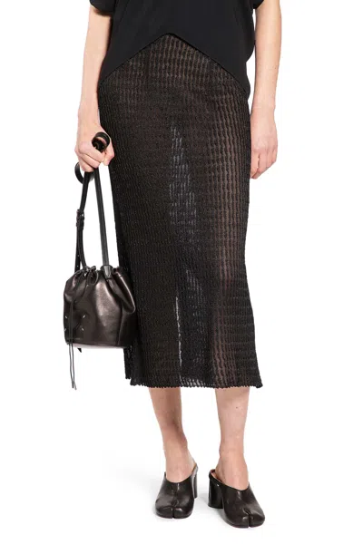 Maison Margiela Ribbed-knit Midi Skirt In Black