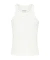 Maison Margiela Logo Cotton Blend Tank Top In Neutral