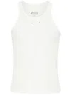 Maison Margiela Logo Cotton Blend Tank Top In Neutral