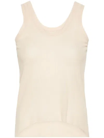 Maison Margiela Ribbed-knit Vest Top In Beige