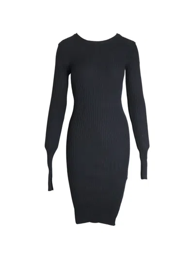 Pre-owned Maison Margiela Ribbed Long-sleeve Dress In Black