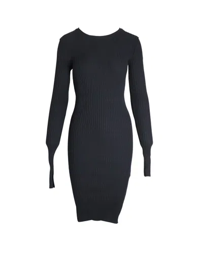 Maison Margiela Ribbed Long Sleeve Fitted Dress In Black Viscose