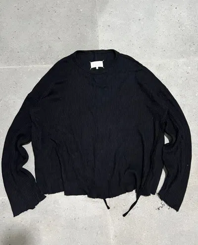 Pre-owned Maison Margiela Ribbed Sweater Unfinished Raw Hem Distress In Black