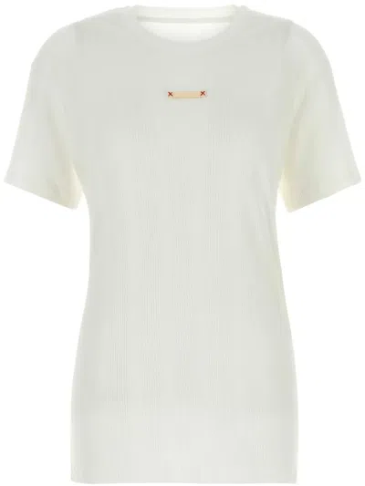 Maison Margiela Cotton Blend Ribbed T-shirt In White