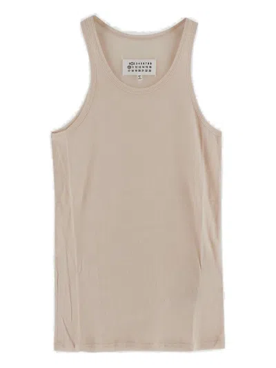 Maison Margiela Ribbed Tank Top In Beige