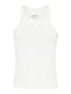 Maison Margiela Logo Cotton Blend Tank Top In Neutral