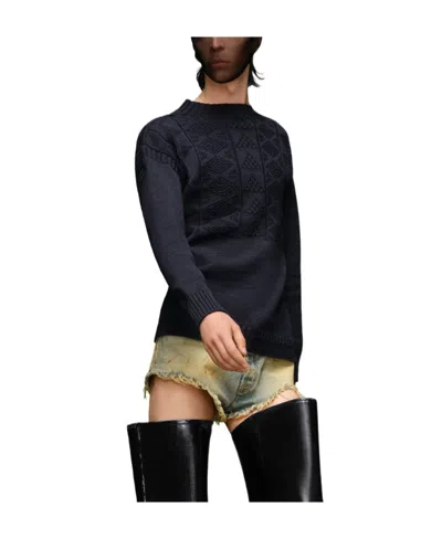 Maison Margiela Ribbed-trim Embroidered Jumper In Black