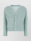 Maison Margiela Ribbed V-neck Hemp Cardigan With Long Sleeves