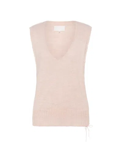 Maison Margiela Ribbed V-neck Vest In Pink