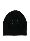Maison Margiela Ribbed Wool Beanie In Black