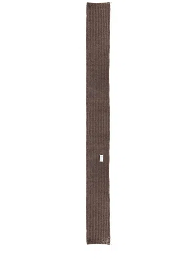 Maison Margiela Ribbed Wool-cotton Blend Scarf In Brown